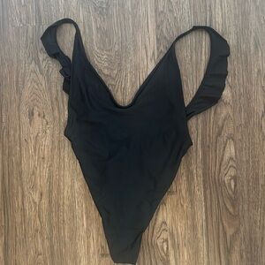 Aerie Medium Black one piece swimsuit with ruffles